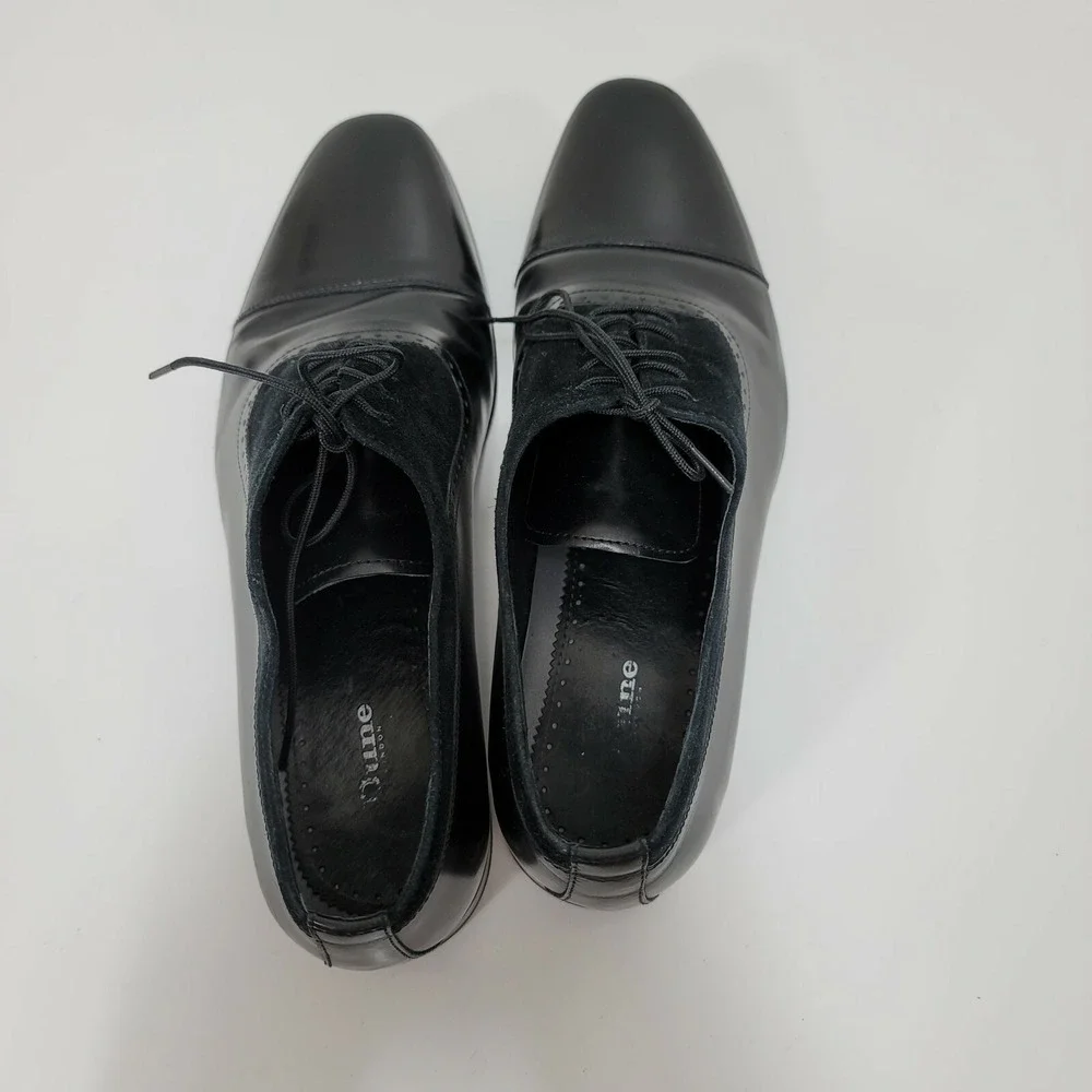 Dune London Resolute Mens Black Leather Suede Cap Toe Oxford Dress Shoes 42 9M